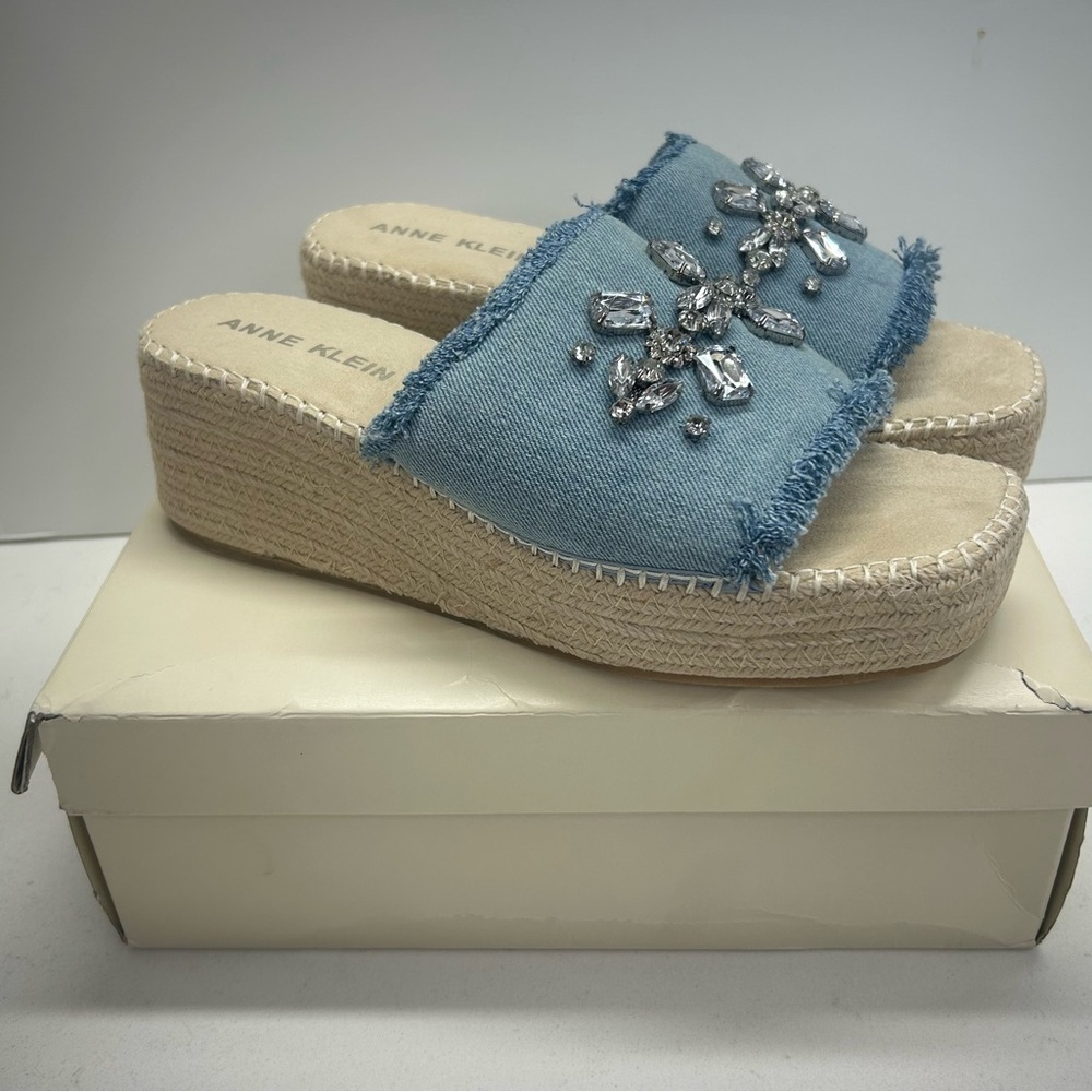 Anne Klein Crystal Espadrille Sandals Size 12 - Picture 2 of 4